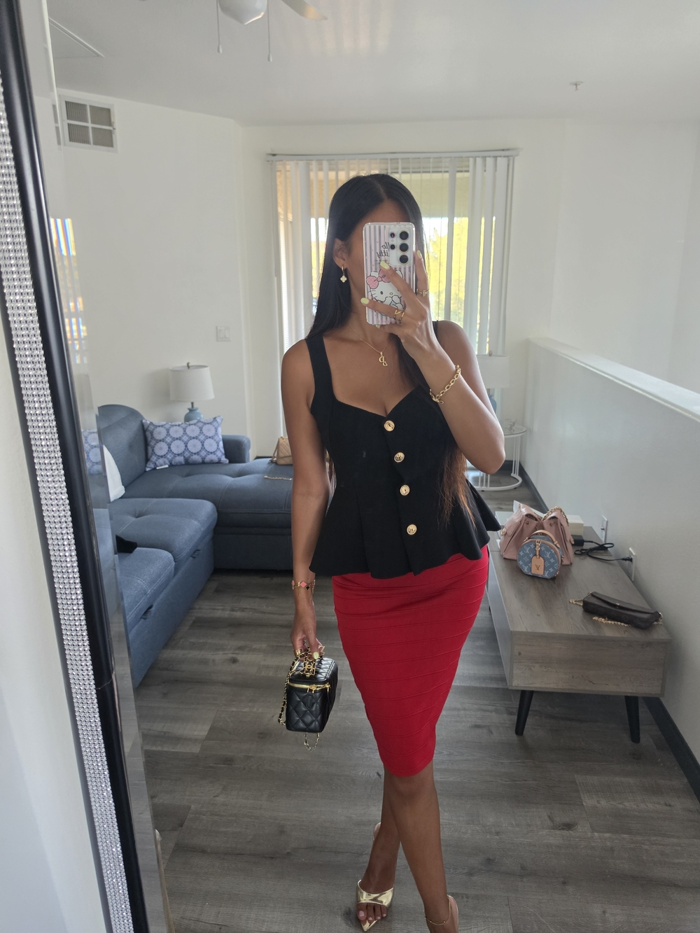 Zara Red Pencil Skirt - Sleek High-Waist Knit - Picture 8 of 14